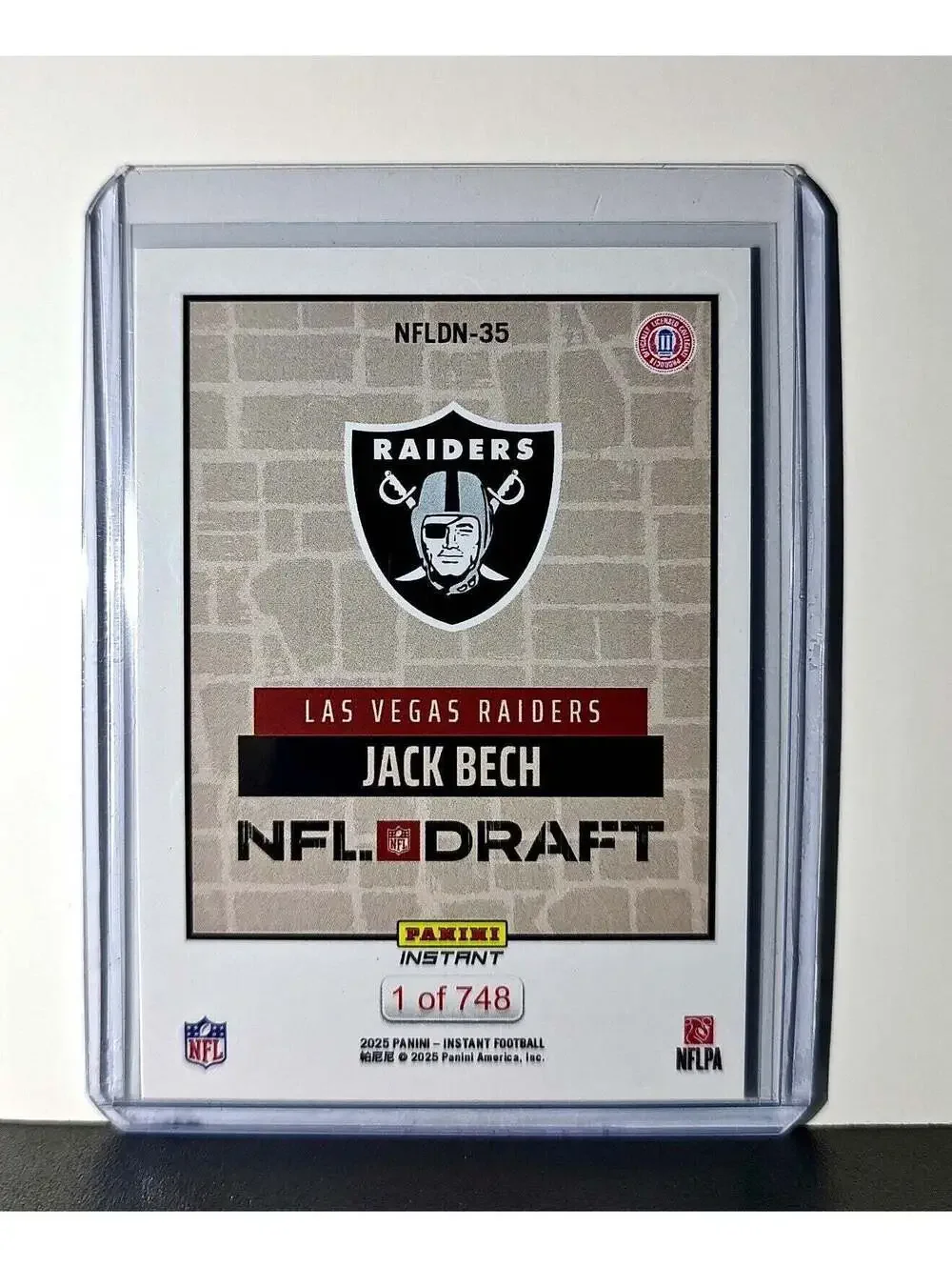 Jack Bech Rookie 2025 NFL Draft #35 Football Card Las Vegas Raiders 1 of 748